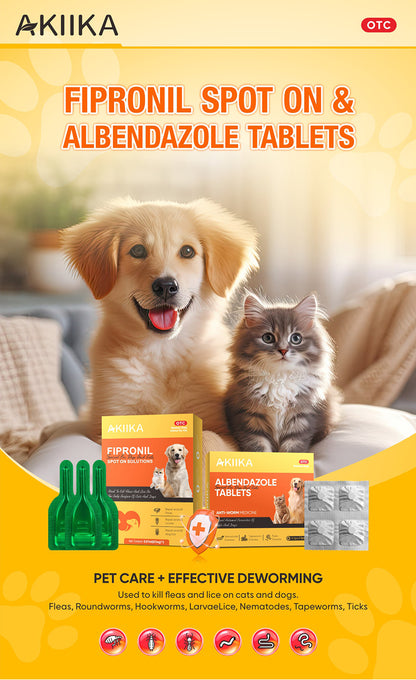 AKIIKA 4pcs Albendazole Tablets 0.1g in one box