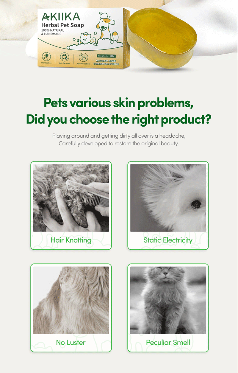 AKIIKA Handmade Herbal Pet Soap 100% Natural 200g