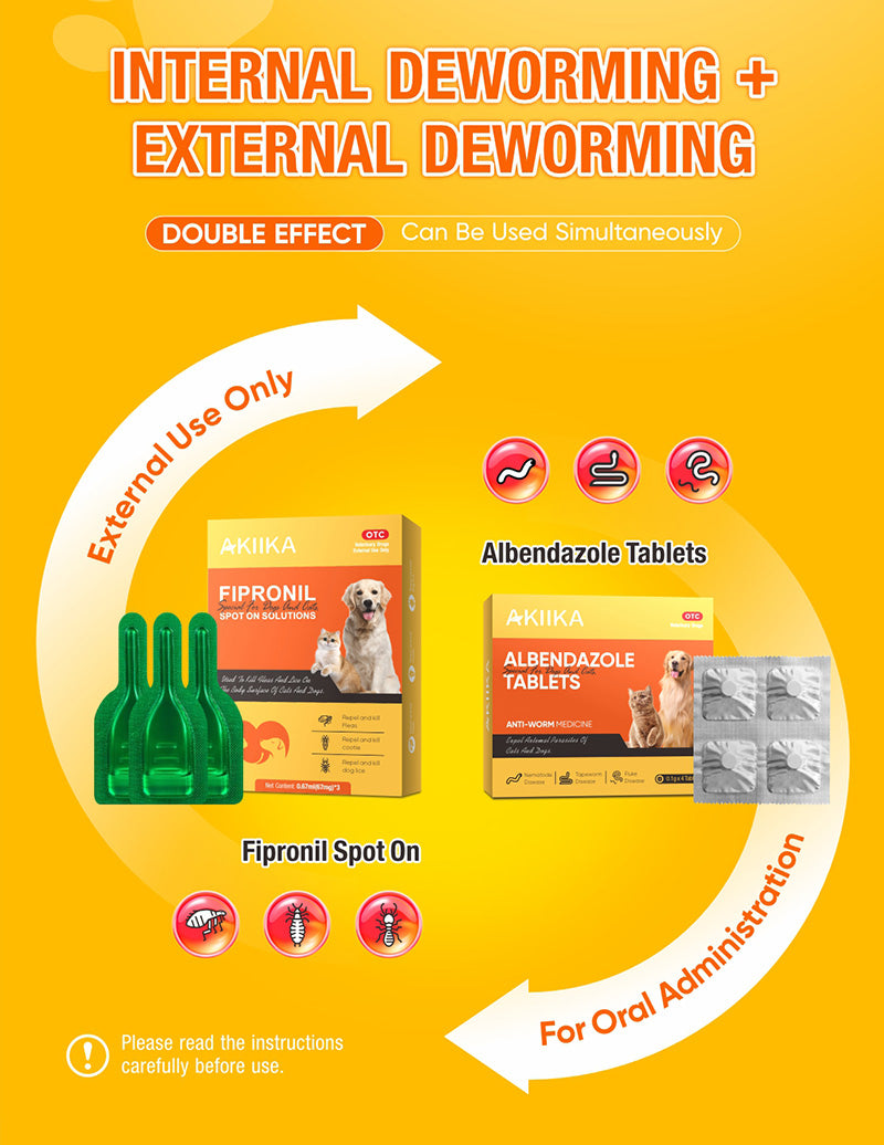 AKIIKA 4pcs Albendazole Tablets 0.1g in one box