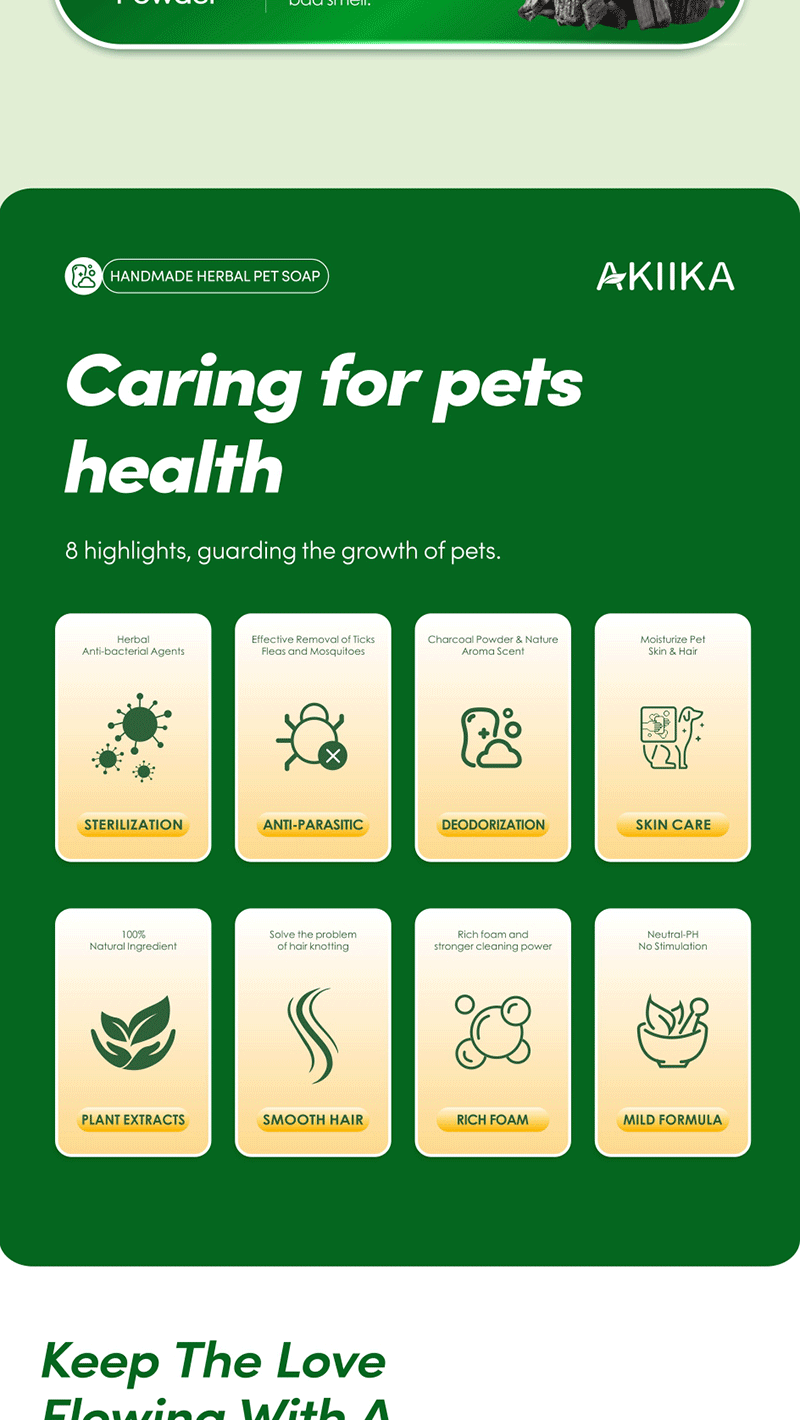 AKIIKA Handmade Herbal Pet Soap 100% Natural 200g