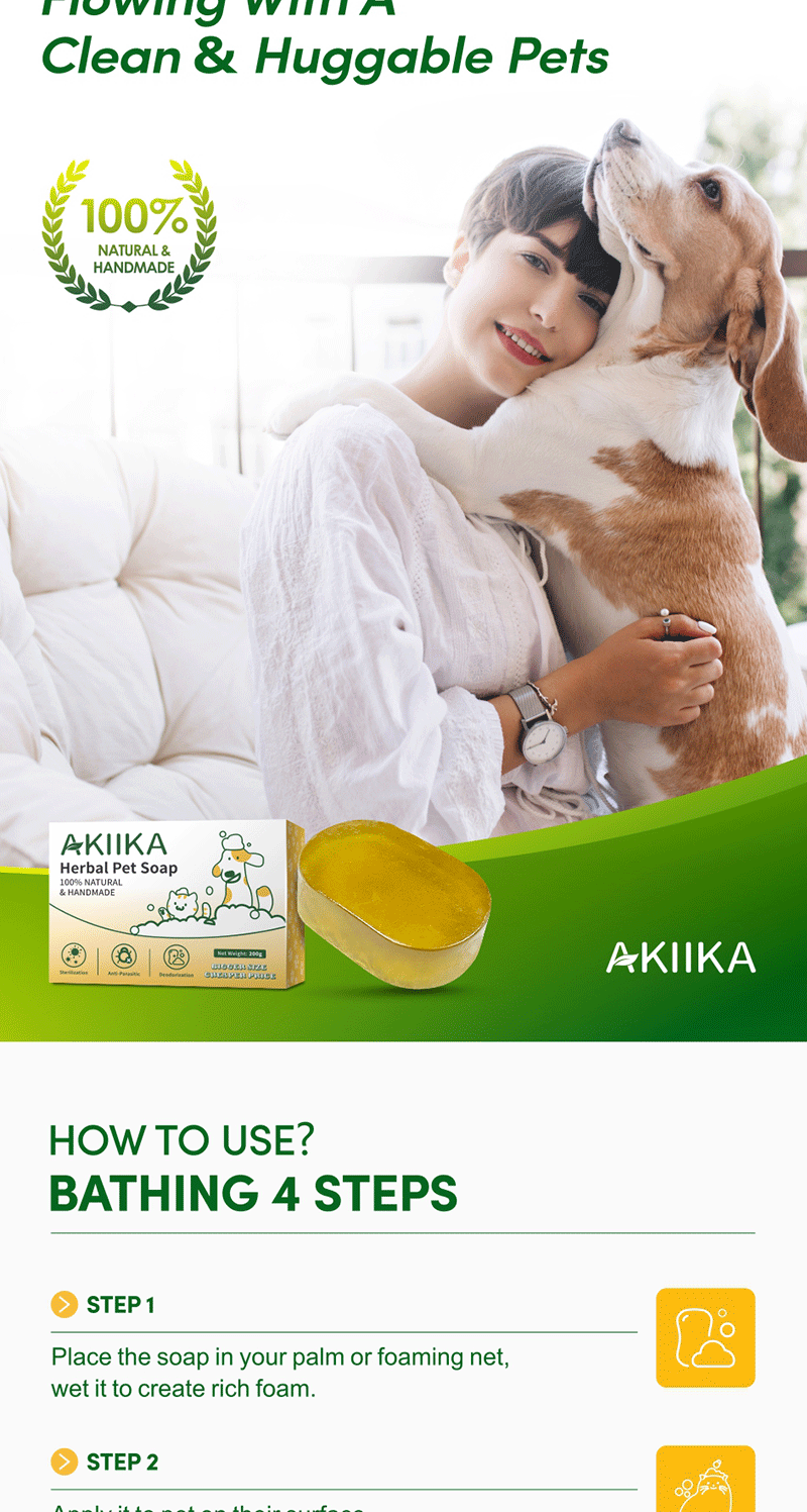 AKIIKA Handmade Herbal Pet Soap 100% Natural 200g