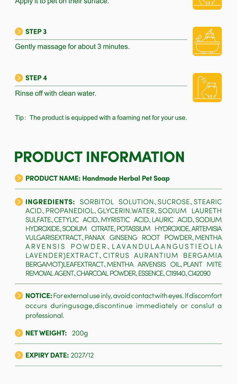 AKIIKA Handmade Herbal Pet Soap 100% Natural 200g