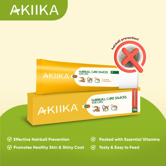 AKIIKA Hairball Care Snacks for Cats Hairball Prevention 120g